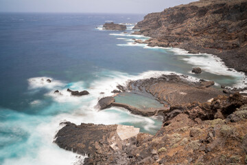  amazing rock formations in the sea in the coast of the island of El Hierro (Canary Islands)