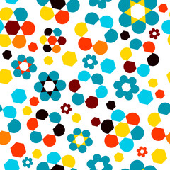Seamless pattern flowers geometric simple colored. Trendy Bold Daisy Pattern for Wallpaper, Wrapping Paper, Packaging. Vector illustration