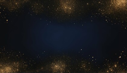 Dark blue and gold particle abstract background - Christmas golden light, shine particles bokeh,...