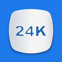 Paper cut Gold bars 24k icon isolated on blue background. Banking business concept. Paper art style. Vector