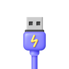 Usb 3d on white background. Internet technology. Energy concept. 3d vector illustration