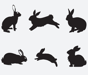 Vector Collection of rabbit Silhouettes
