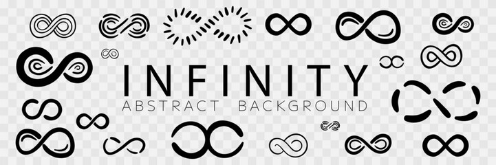 Infinity abstract multicolor signs set. Unlimited infinity collection icons flat style. Vector illustration