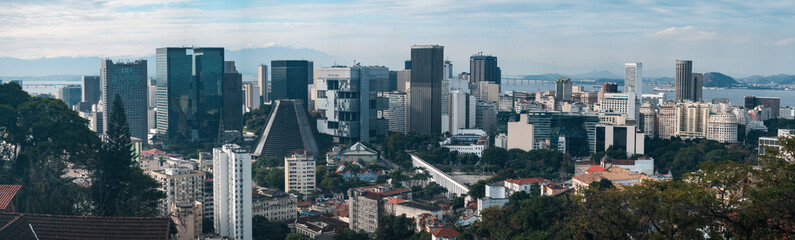 Fototapeta na wymiar Dusk View of Rio de Janeiro's Financial District and Architectural Landmarks