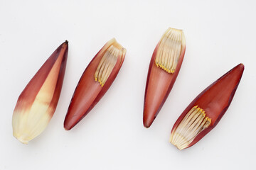 Banana blossom on white background