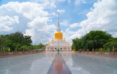 Phra That Na Dun temple pagoda is a buddhist temple in Maha Sarakham, an urban city town, Thailand....