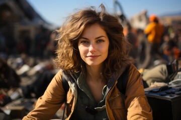 Fototapeta premium Girl Power, Successful Woman Embracing Her Achievements with Confidence and More. An Empowering Female Reaching Her Goals, Triumphing Over Challenges, and Leading with Ambition and Breaking Barriers