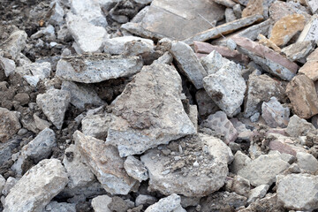 Piles of rubble after house demolition