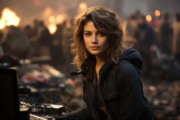 Fototapeta premium Girl Power, Successful Woman Embracing Her Achievements with Confidence and More. An Empowering Female Reaching Her Goals, Triumphing Over Challenges, and Leading with Ambition and Breaking Barriers