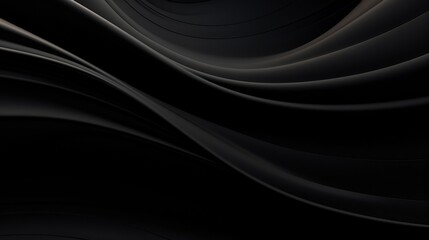 Black abstract background with smooth lines in waves. Dynamic Flowing white background
