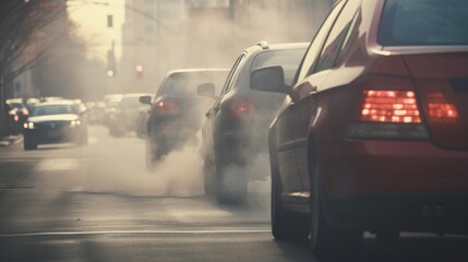 Naklejka premium vehicle exhaust fumes, contributing to air pollution generative ai