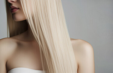 Naklejka premium Beautiful natural blonde woman with healthy long hair.