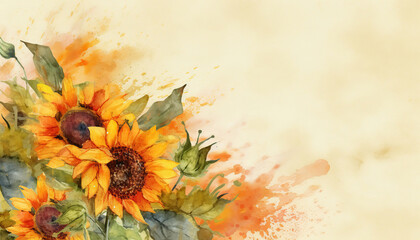 floral watercolor background sunflower