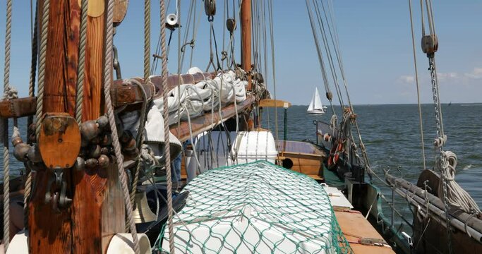 Rigging, sailing ship, sailing boat, Wustrow, Saaler Bodden, Fischland, Darss, Mecklenburg-Vorpommern, Germany, Europe