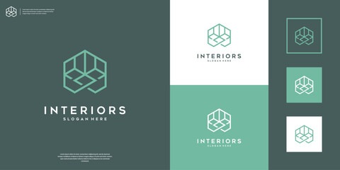 Minimalist furniture interior logo design abstract