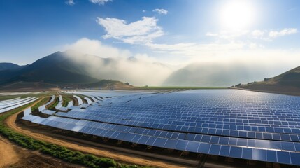 solar farm, representing a sustainable alternative to mitigate climate change generative ai