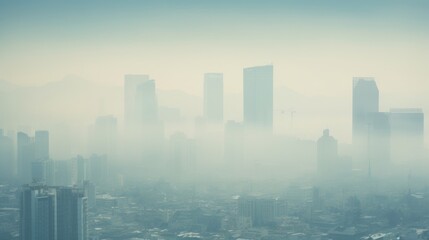 Fototapeta premium city shrouded in haze, indicating severe air pollution generative ai