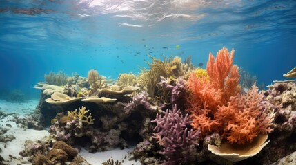 Fototapeta na wymiar coral reefs affected and losing color due to water pollution generative ai