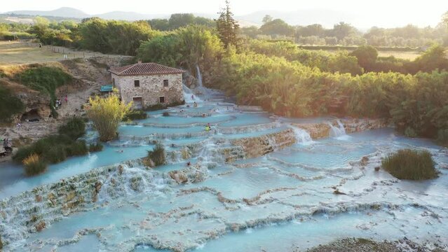 Cascate del Molino, waterfall, thermal spring, sulphurous thermal water, Saturnia, Grosseto province, Tuscany, Italy, Europe