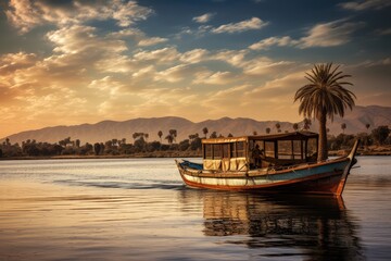 Naklejka na ściany i meble Trip boat on Nile river in Luxor Egypt
