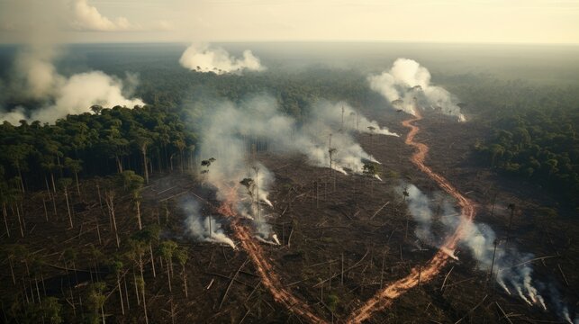 deforestation, portraying the implications of this environmental issue generative ai