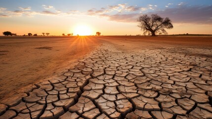 barren farmland affected by drought, a clear indication of climate change generative ai - obrazy, fototapety, plakaty