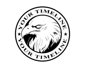 stamp with eagle character in black and white version