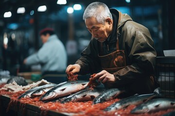 fish market in port, generative AI