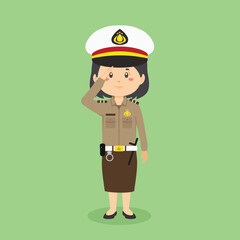 Indonesian Police Woman Being Respectful