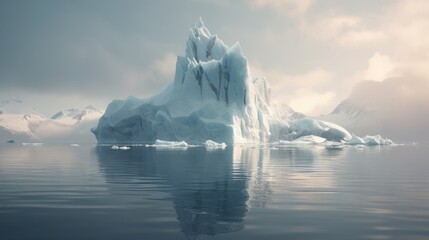 iceberg melting due to global warming, symbolizing climate change and its impacts generative ai - obrazy, fototapety, plakaty