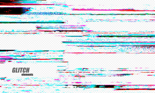 Abstract digital glitch on transparency background. Vector illustration.