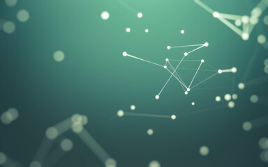 Abstract background. Molecules technology with polygonal shapes, connecting dots and lines. Connection structure. Big data visualization.
