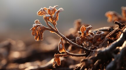 plant withered due to acid rain, illustrating the impact of atmospheric pollution on vegetation generative ai