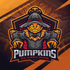 Pumpkins scarecrow esport mascot logo design © JAMEN 