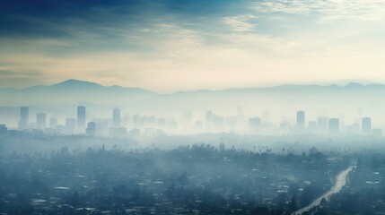 cityscape covered in haze due to increased air pollution generative ai