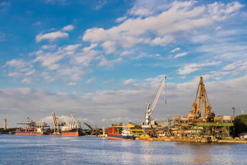 Cargo port in Poland. Swinoujscie at Baltic sea.