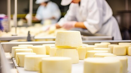 dedicated cheese maker preparing cheese in a dairy generative ai