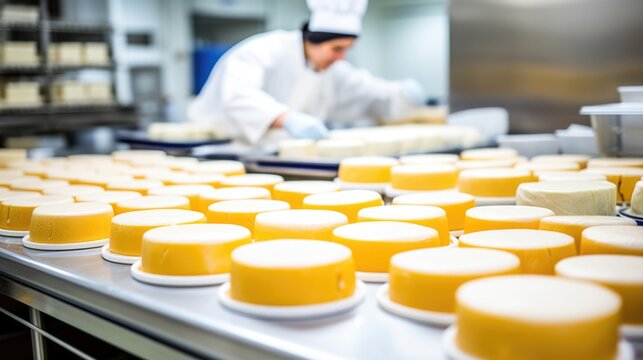 dedicated cheese maker preparing cheese in a dairy generative ai