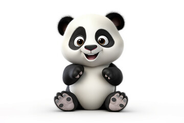 Naklejka premium a happy panda on a white background. 3D render, illustration. 