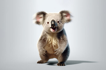 Happy smiling koala bear on a white background. 