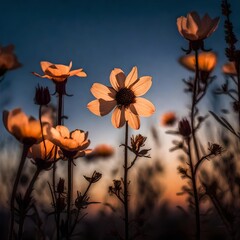 poppy flowers in the sunset