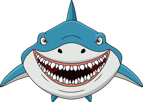 Cute shark cartoon on white background
