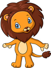 Obraz premium Cute lion cartoon on white background