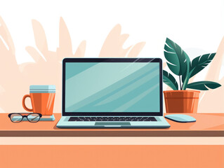Fototapeta premium Laptop illustration (AI Generated) 