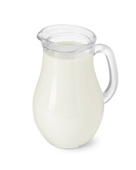 Obraz na płótnie Canvas Glass jug of fresh milk isolated on white
