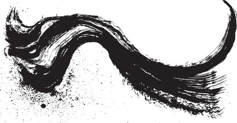 波　波しぶき　手書きの毛筆イラスト