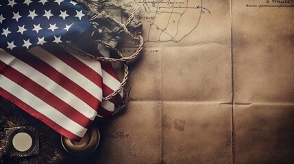 Happy Columbus Day concept. Vintage American flag