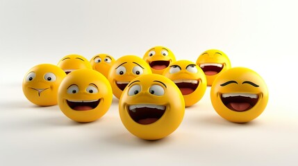 3D art of an emoji smiley face laughing expressions