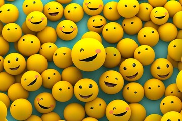 world smile day cartoon yellow balls many smiling