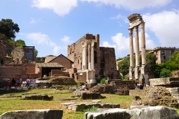 Foto op Plexiglas Roman Forum, Latin Forum Romanum, the most important center of ancient Rome, Italy. Palatine Hill View. © HUISOO